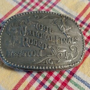 Hesston Silver Rodeo Belt Buckle